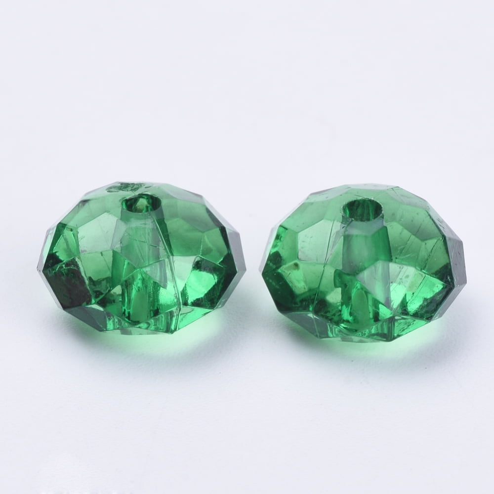 Transparent Acrylic Beads Faceted Rondelle Dark Green 22x15mm Hole: 3mm 135pcs/500g