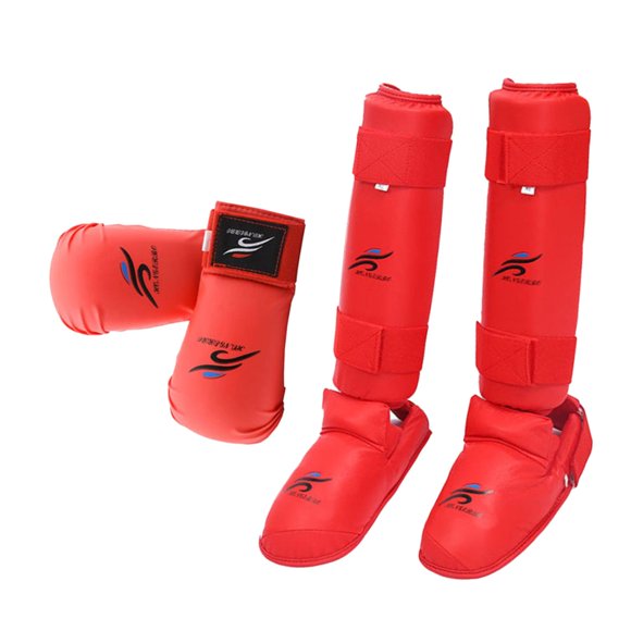 Lijie Karate Sparring Gear Set Hand Guard Boxing Gloves Shin Guards with Footgear for M