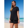 thumbnail image 3 of Swim 365 Women's Plus Size Mesh Yoke Swim Tee, 3 of 4