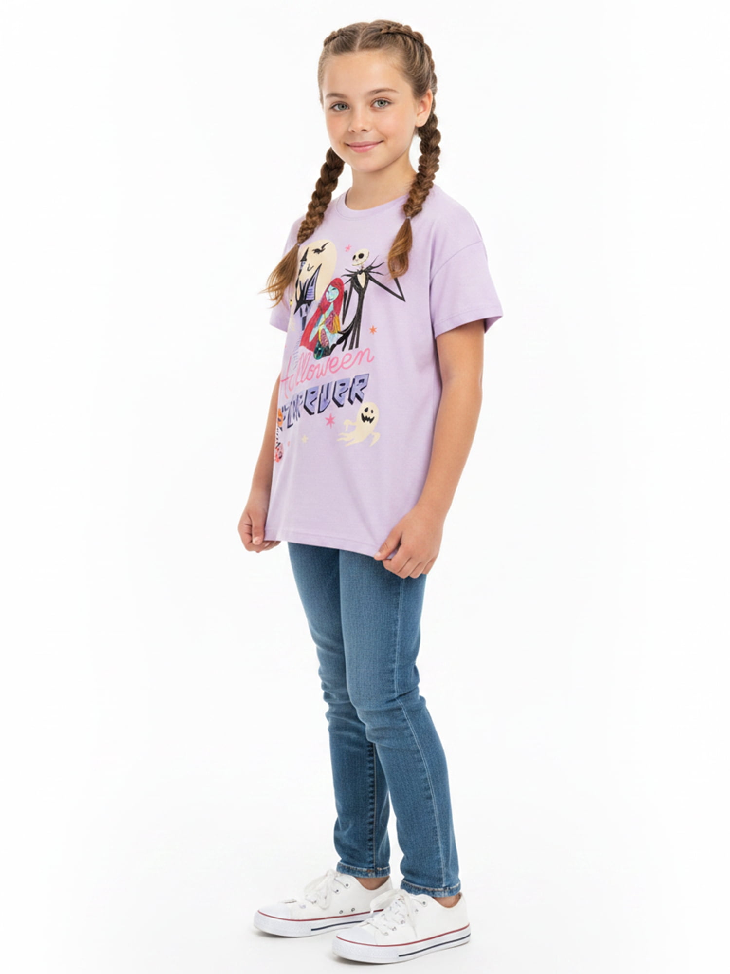 The Nightmare Before Christmas Girls' Graphic Tee with Short Sleeves, Sizes 4-16