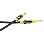 Auto Drive Universal 3.5mm Auxlilary Audio Cable,6ft Long,Black Color with Yellow Aluminum Housing, AD22AUX06