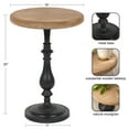 thumbnail image 5 of Kate and Laurel Wixley Round Wood and Metal Side Table, 18 x 25, Hazelnut Brown and Black, Farmhouse Circle Pedestal End Table with Turned Base and Mixed Materials Design, 5 of 9