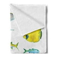thumbnail image 2 of Maritime Soft Flannel Fleece Blanket, Marine Life Creatures with Cardinalfish Clownfish Stingray Exotic Fauna Sea Theme, Cozy Plush for Indoor and Outdoor Use, 70" x 90", Multicolor, by Ambesonne, 2 of 5