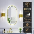 thumbnail image 3 of ANGELES HOME 20 x 36 Inch Oval Lighted Bathroom Vanity Mirror, Front and Backlit LED Mirror for Bathroom, Bathroom Lighted Mirror with Anti-Fog, 3 Colors Dimmable, Brushed Gold, 3 of 11