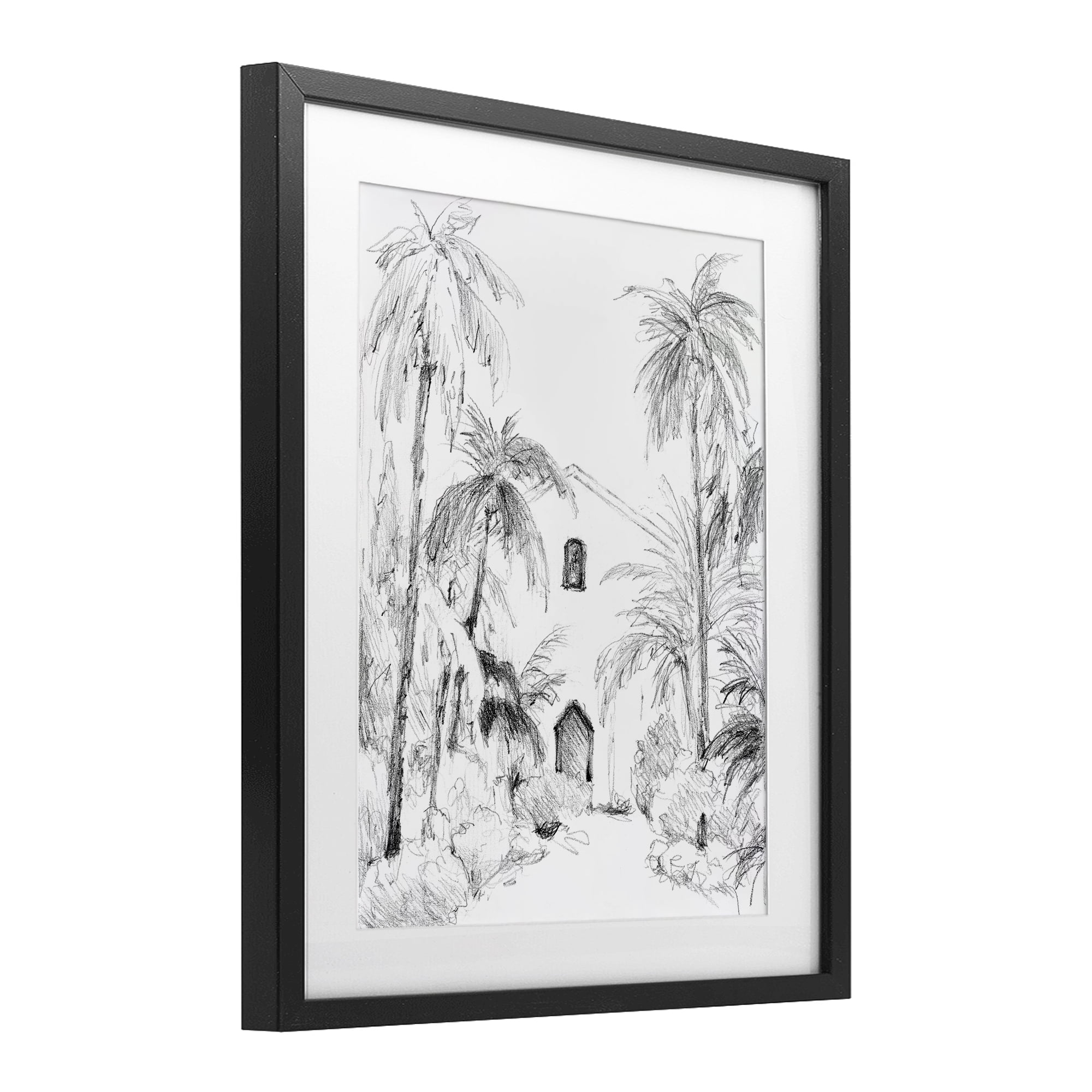 Stupell Industries Island Church Sketch Black Framed Print Under Glass, design by Lanie Loreth