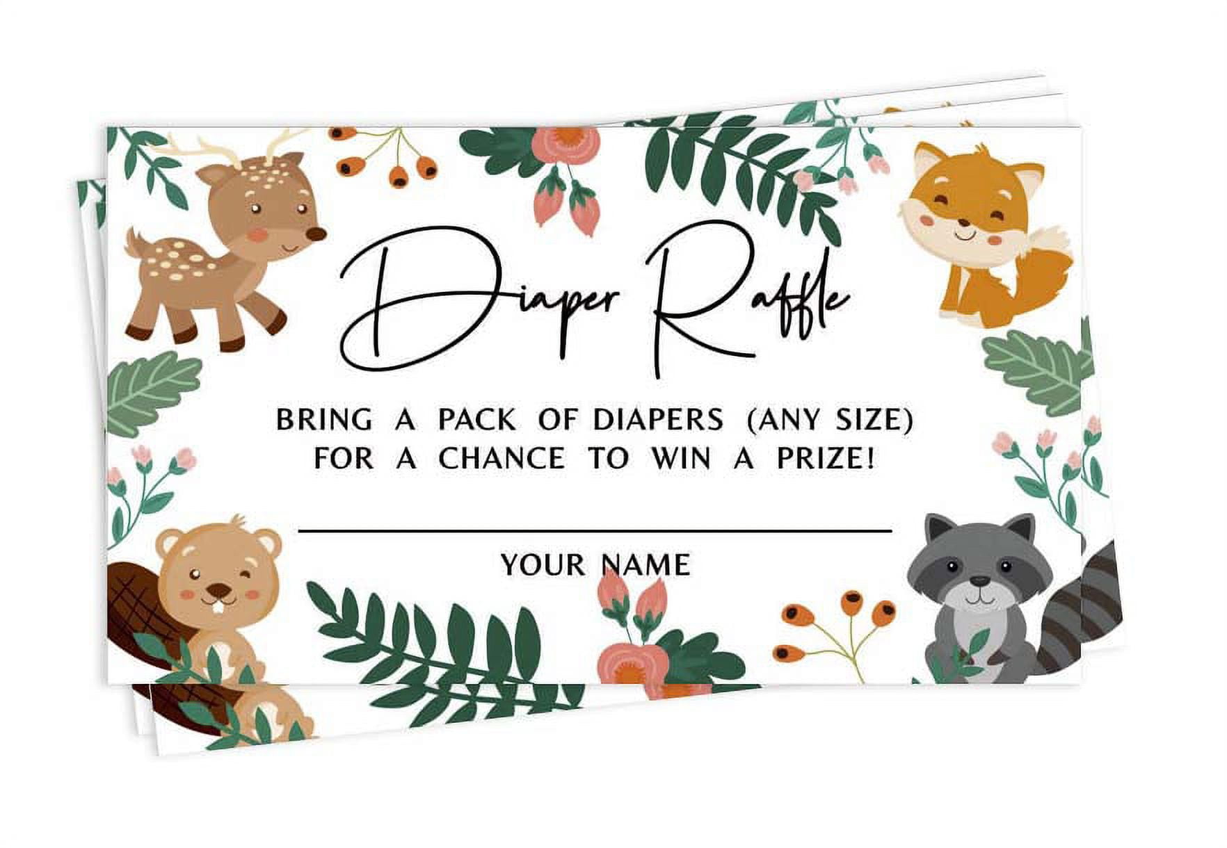 Inkdotpot 30Baby ShowerDiaper Raffle Ticket Lottery Insert Cards Supplies Games For Baby Shower Party Jungle Animals Bring A Pack Of Diapers To Win Favors Gifts And Prizes