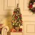 thumbnail image 4 of Senfot 2pcs 3FT Christmas Tree,Pre-Lit Christmas Tree Tabletop with 78 Warm White Lights,Artificial Christmas Tree with Berry Clusters,Battery Operated,Flocked Potted Christmas Tree for Front Door, 4 of 8