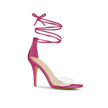 

K Women‘s Sandals Dress Shoes Stiletto Heels Clear Strap Lace Sandals