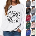 thumbnail image 2 of Towmus Women's 2025 Autumn Winter Casual Rugby and Love Printed Crewneck Long Sleeve Sweatshirt Loose Pullover Tops, 2 of 6