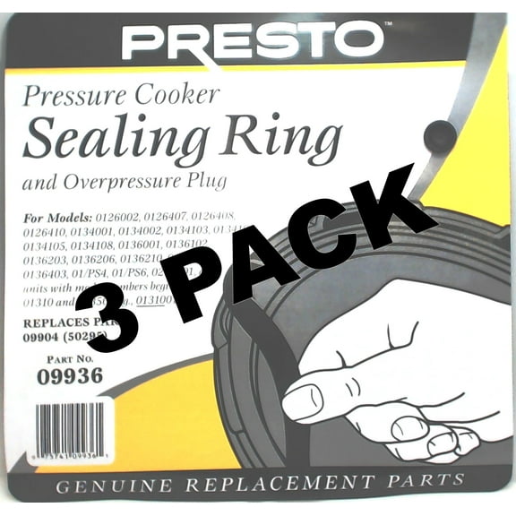 3 Pk, Presto Pressure Cooker Sealing Ring Gasket, 09936