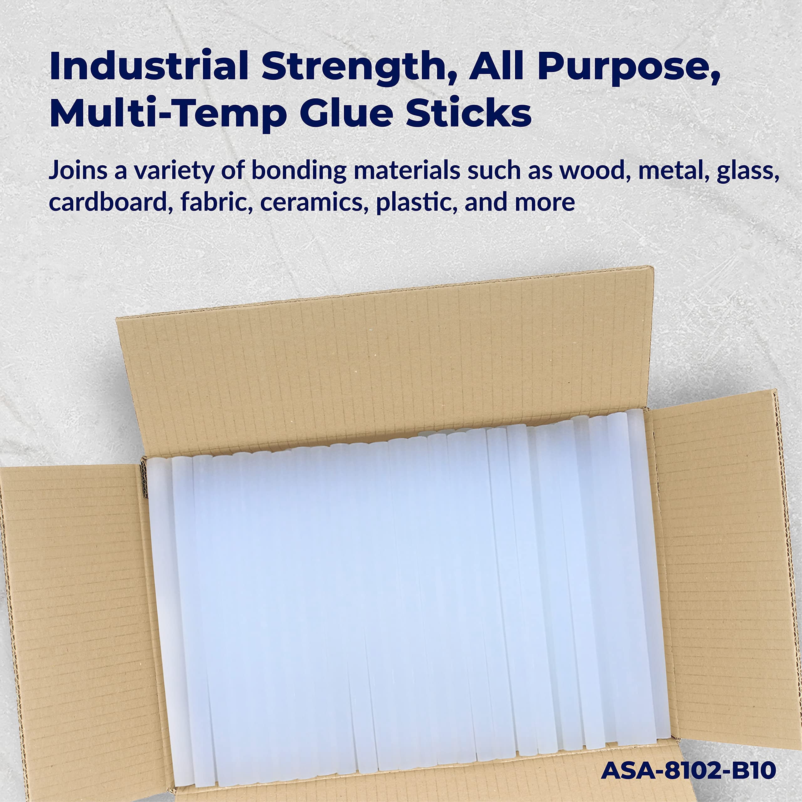 ASA 5/8" x 10" Hot Glue Sticks | Strong Bond for Industrial, DIY & Crafts | 25 lb Pack (283 Sticks)