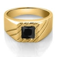 thumbnail image 2 of Gem Stone King 1.70 Ct Princess Black Onyx 18K Yellow Gold Plated Silver Men's Ring (Size 11), 2 of 3