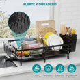 thumbnail image 4 of Escurridor De Trastes Expandible, Escurridor De Platos Multifuncional Extra Grande, Secador De Trastes Con Estante Para Copas De Vino, Ollas, Tabla De Cortar Y Cubiertos, Fabricado En Acero Inoxidable, 4 of 6