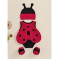 thumbnail image 6 of Raccmtaty 4-Piece Baby Ladybug Costume Halloween Set Cute Sleevesless Round Neck Romper Wing Hat Socks Cosplay Clothes, 6 of 9