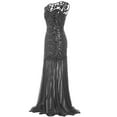 thumbnail image 3 of Babysbule Womens Summer Dresses, Women 's 1920s Black Sequin Gatsby Maxi Long Evening Prom Dress Plus Size, 3 of 7