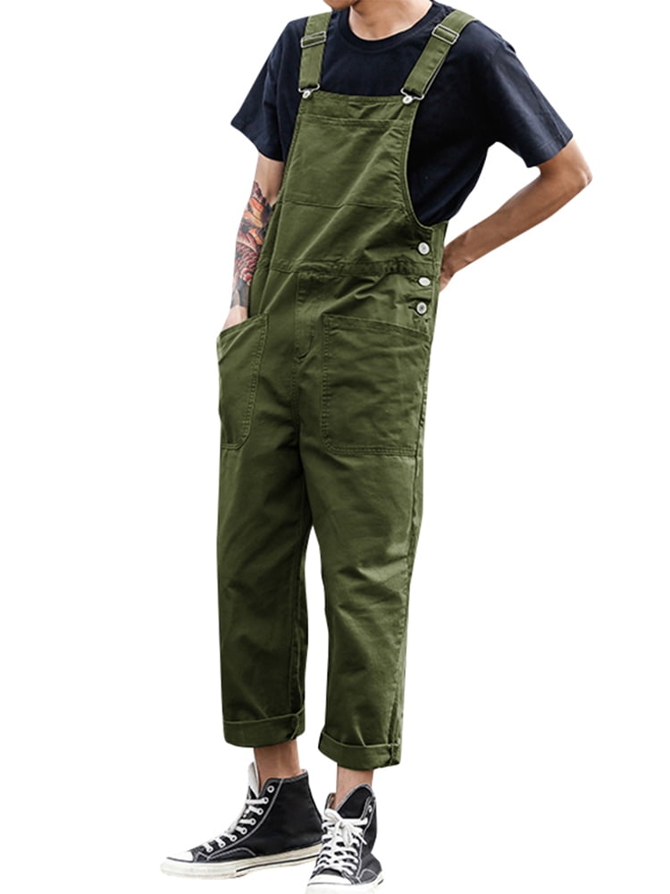 INCERUN Men Cargo Overalls Suspenders Pants Casual Loose Dungarees Jumpsuits US 