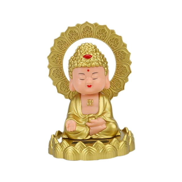 fastboy Solar Mini Buddha Statue Nodding Figurine Ornament D Home Decor Style Office Car Style B