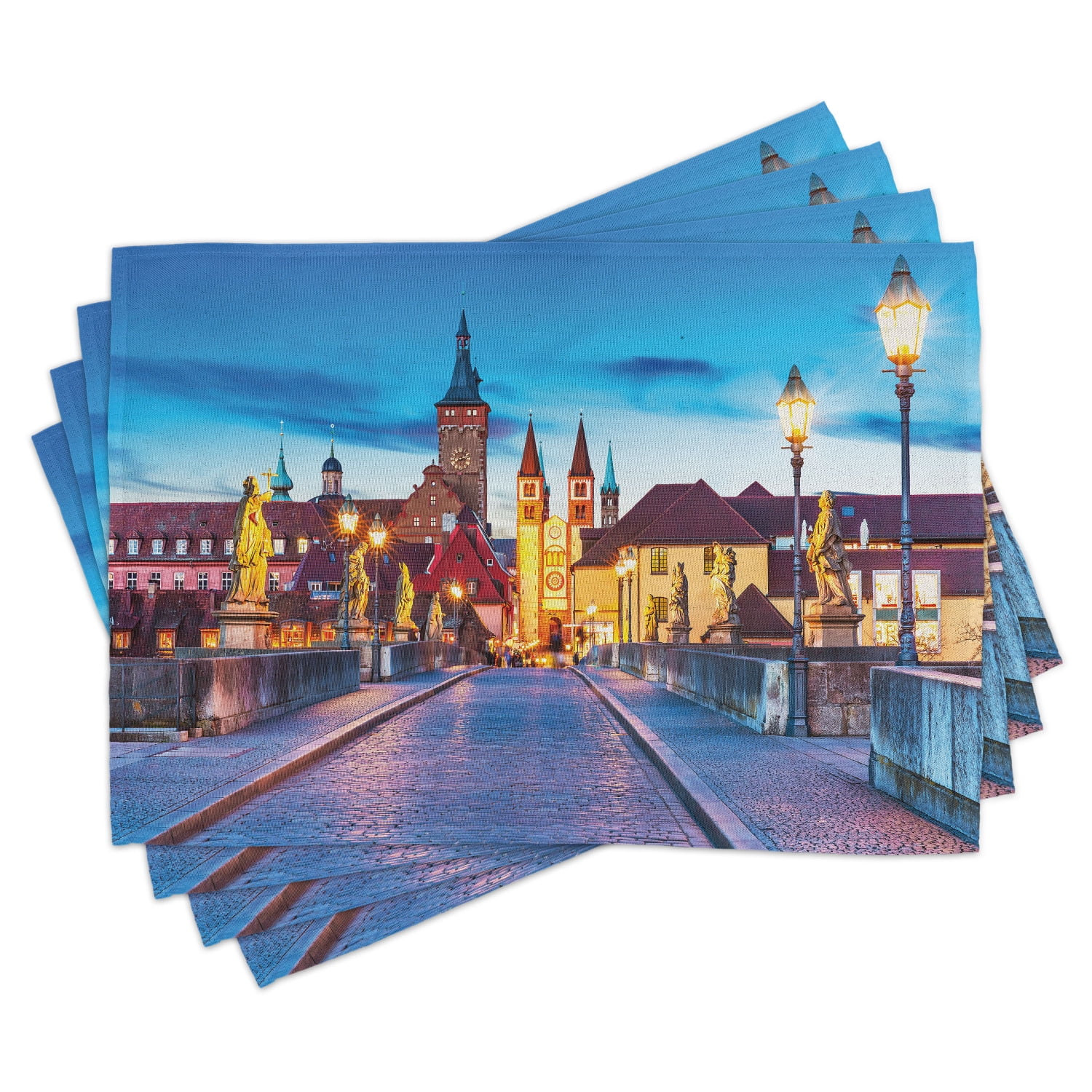 Urban Placemats Set of 4 Colorful Sunset Evening View of Old Main