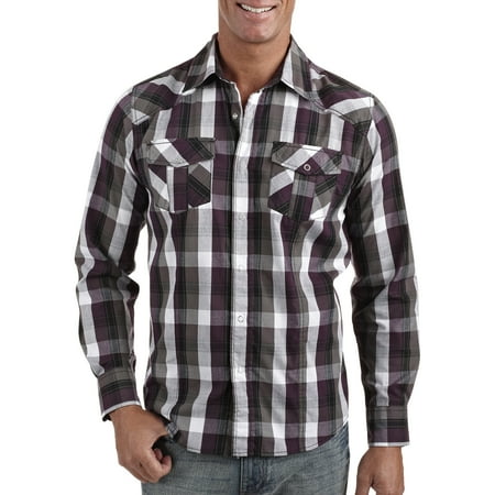 No Boundaries Big Men's Western Plaid Woven's