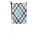 thumbnail image 1 of JSDART Brown Pattern Blue Beige Diagonal Check Plaid Chess Abstract Modern Garden Flag Decorative Flag House Banner 12x18 inch, 1 of 2