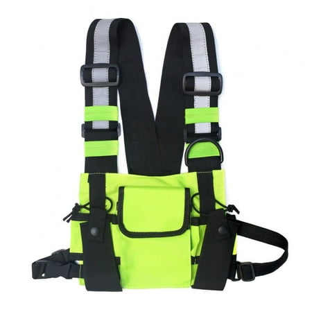 

Hip Hop Streetwear Reflective Vest Chest Rig Bag Functional Harness Chest Bag Pack Front Waist Pouch Backpack Green