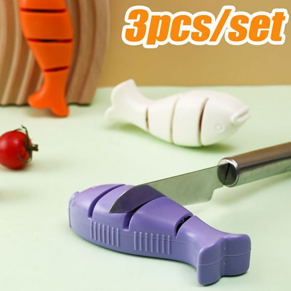 Cheer US 3Pcs/Set Knife Sharpener 3-Slot Quality Kitchen Knife Accessories to Repair, Grind, Polish Blade, Professional Knife Sharpening Tool for Kitchen Knives, Easy Manual Sharpener