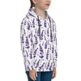 thumbnail image 3 of Fotbe Lavender Flowers Pattern Youth Pullover Hooded Sweatshirt, Boys Hoodie, Kangaroo Pocket Hoodie for Kids Girls -Large, 3 of 6