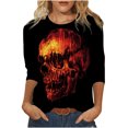 thumbnail image 1 of Camiseta de manga larga con estampado de cuello redondo a la moda para mujer, blusas informales sueltas Fridja  hkj2787, 1 of 5