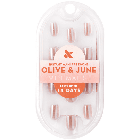 Olive & June Instant Mani Minimalist Extra Short Squoval Press-on Nails, Taupe Jelly Chrome, 42 Pieces
