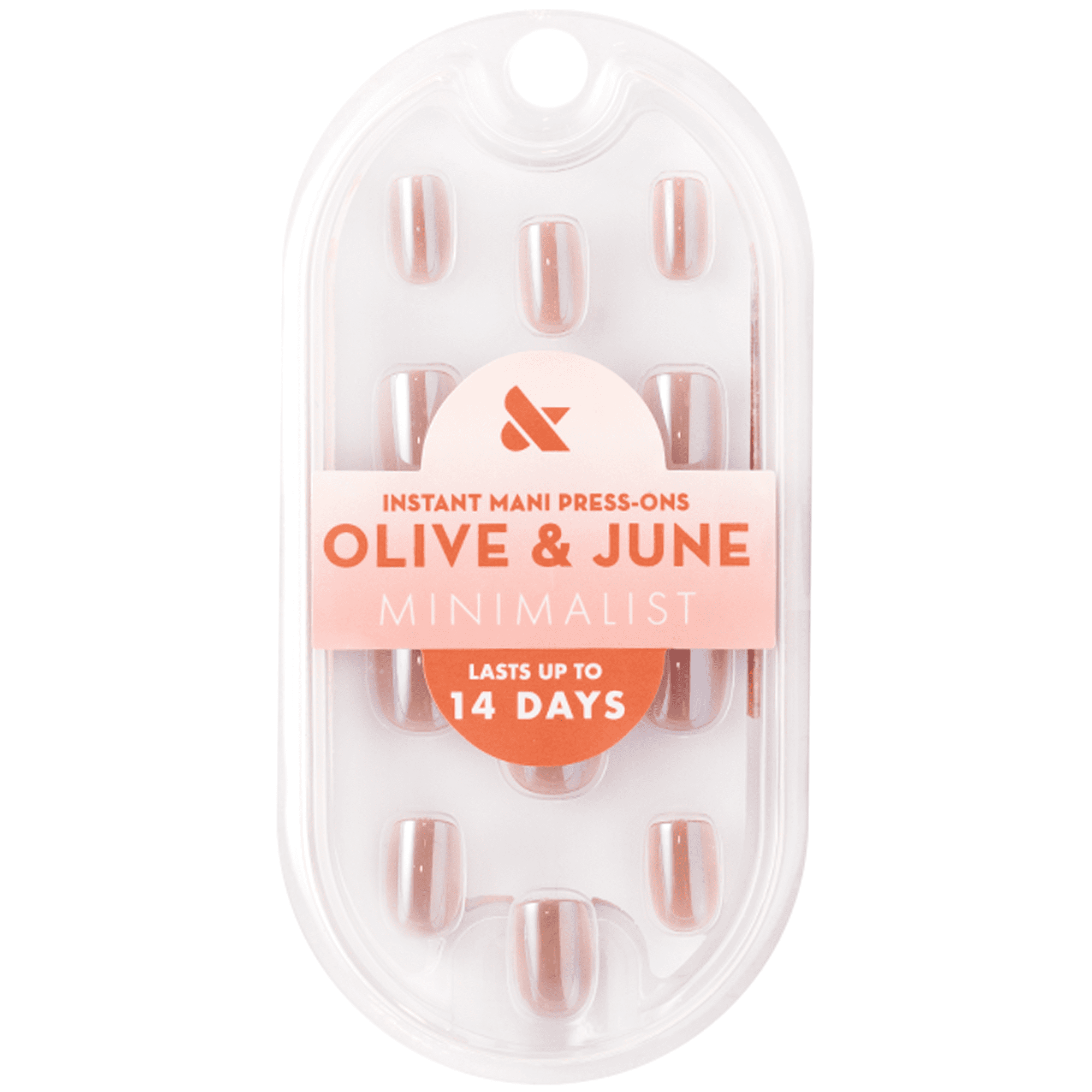 Olive & June Instant Mani Minimalist Extra Short Squoval Press-on Nails, Taupe Jelly Chrome, 42 Pieces