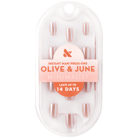 Olive & June Instant Mani Minimalist Extra Short Squoval Press-on Nails, Taupe Jelly Chrome, 42 Pieces