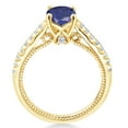 thumbnail image 3 of Gem Stone King 18K Yellow Gold Plated Silver Blue Lapis and White Created Sapphire Engagement Ring for Women (1.27 Cttw, Cushion 6MM, Gemstone Birthstone, Available in Size 5, 6, 7, 8, 9), 3 of 5