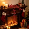 thumbnail image 5 of Artificial Christmas Berry Rattan Decorative Wrapping 1 Meter - Plastic Indoor Holiday Decor with Berry Clusters for Mantels, Windows and Doorways Red, 5 of 6