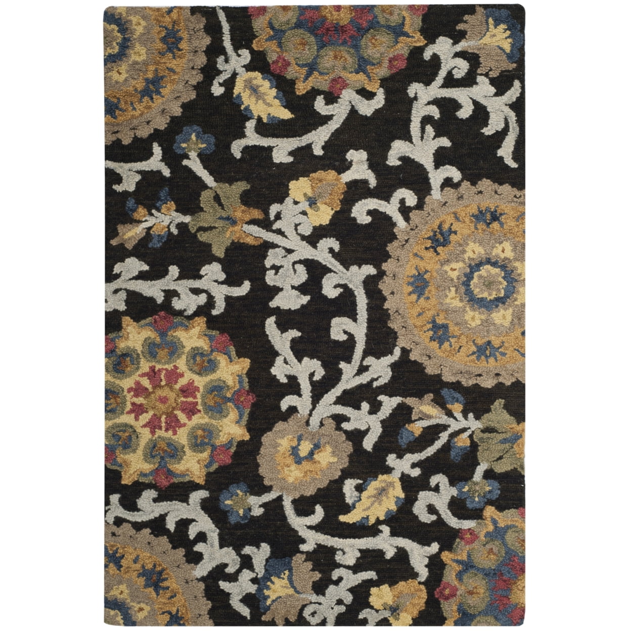 SAFAVIEH Blossom Danny Floral Wool Runner Rug, Charcoal/Multi, 2'3" x 16'