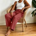 thumbnail image 5 of RFQWOVSR Women's Elastic Waist Drawstring Wide Leg Linen Pants with Pockets Loose Fit Casual Summer Trousers S, 5 of 5