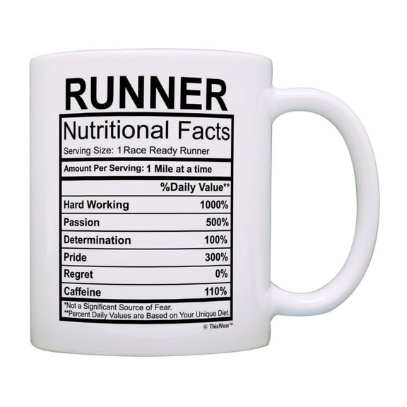 ThisWear Run Gift Race Runner Nutritional Facts Run Mug Track Coach Gift Runner Mug Coffee Mug