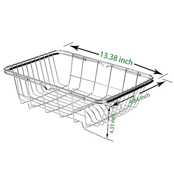 TFixol Dish Drying Rack Expandable Dishes Drainer Over The Sink Adjustable Arms Dish Drainer, Dish Rack in Sink, Rustproof Stainless Steel
