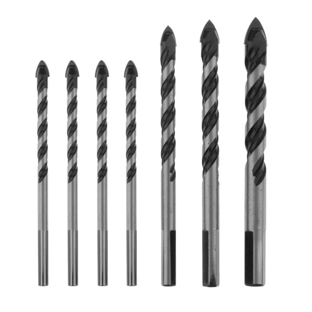 S SERENABLE 5/7Pack Triangle Drill Bit Set, Ultimate Punching Triangular Handle Black 7PCS