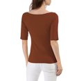 thumbnail image 4 of MODA NOVA Juniors Half Sleeves Scoop Neck Fitted Layering Top T-Shirt, 4 of 7