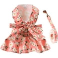 thumbnail image 2 of Small Dog Dress Harness and Leash Set - No Pull Cute Floral Bow Tie Dog Vest Harness Dress with Short Dog Leash Walking Outdoor for Girl&Boy Small Dogs, Puppy, Cats, Rabbits, 2 of 8
