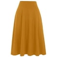 thumbnail image 4 of Riforla Womens Skirts Comfy Basic Solid Color Stretch A-Line Flared High Waist Knit Skirt Knee Length Skirt Yellow XL, 4 of 4
