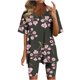 thumbnail image 1 of Blusas para las Mujeres Casual Impreso Cuello en V Manga Corta Blusa Pantalones Cortos, Conjuntos de Ropa para las Mujeres, 1 of 6