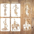 thumbnail image 2 of 4 plantillas de plástico reutilizables de 8,3 x 11,7 pulgadas con diseños de mujeres tribales africanas, bailarinas indias con elefantes y ollas. Ideales para manualidades y proyectos de arte., 2 of 7