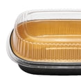 thumbnail image 6 of Karat 48 oz Black and Gold Aluminum Foil Take Out Pan with Clear PET Dome Lid - 50 Set, 6 of 10