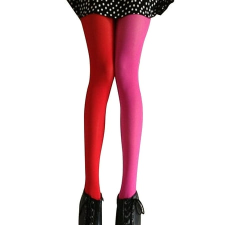 

Fashion Double Color AB Splice Left Right Stockings - Free Size (Rose Red and Red)