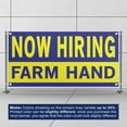 thumbnail image 3 of Now Hiring Farm Hand 13 oz Heavy Duty Vinyl Banner Roustabout Jobs Available General Laborer Help Wanted Sign for Business Indoor/Outdoor Single-Sided with Metal Grommets (1.5x5 ft, Bl & Ye), 3 of 6