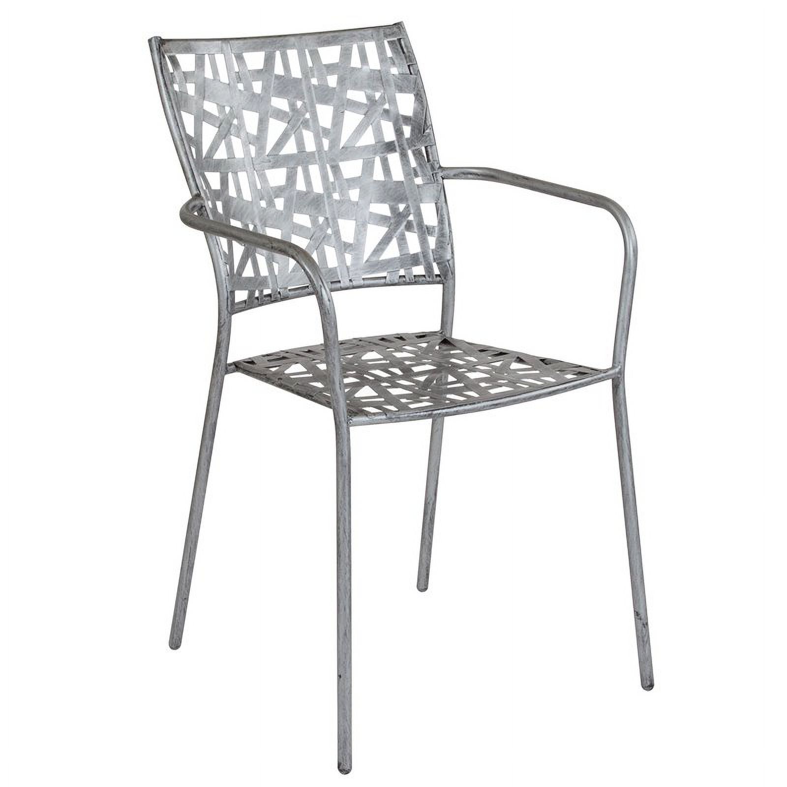 Flash Furniture Agostina Series 31.5" Square Antique Silver Indoor-Outdoor Steel Patio Table with 2 Stack Chairs - image 4 of 4