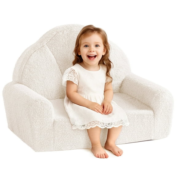 Robud Kids Couch, Extra Wide Kids Sofa, Flower-shaped Toddler Sofa Chair for Boys and Girls, White