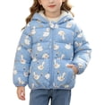 thumbnail image 3 of Wilark Toddler Girls Winter Warm Puffer Jackets with Pockets Relaxed Fit Casual Cute Long SLeeve Hooded Duck Print Lightweight Coats Blue 2, 3 of 9