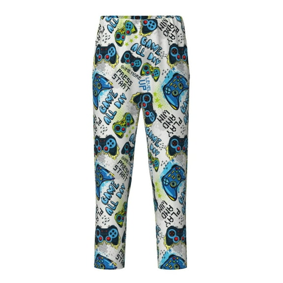 Xecao Game All Day Print Teenagers' Pajama Pants Long Sleep Pants Soft Elastic Waist Pajama Bottoms Elastic waist with 2 Pockets 5-16 Years-XS(5-6)